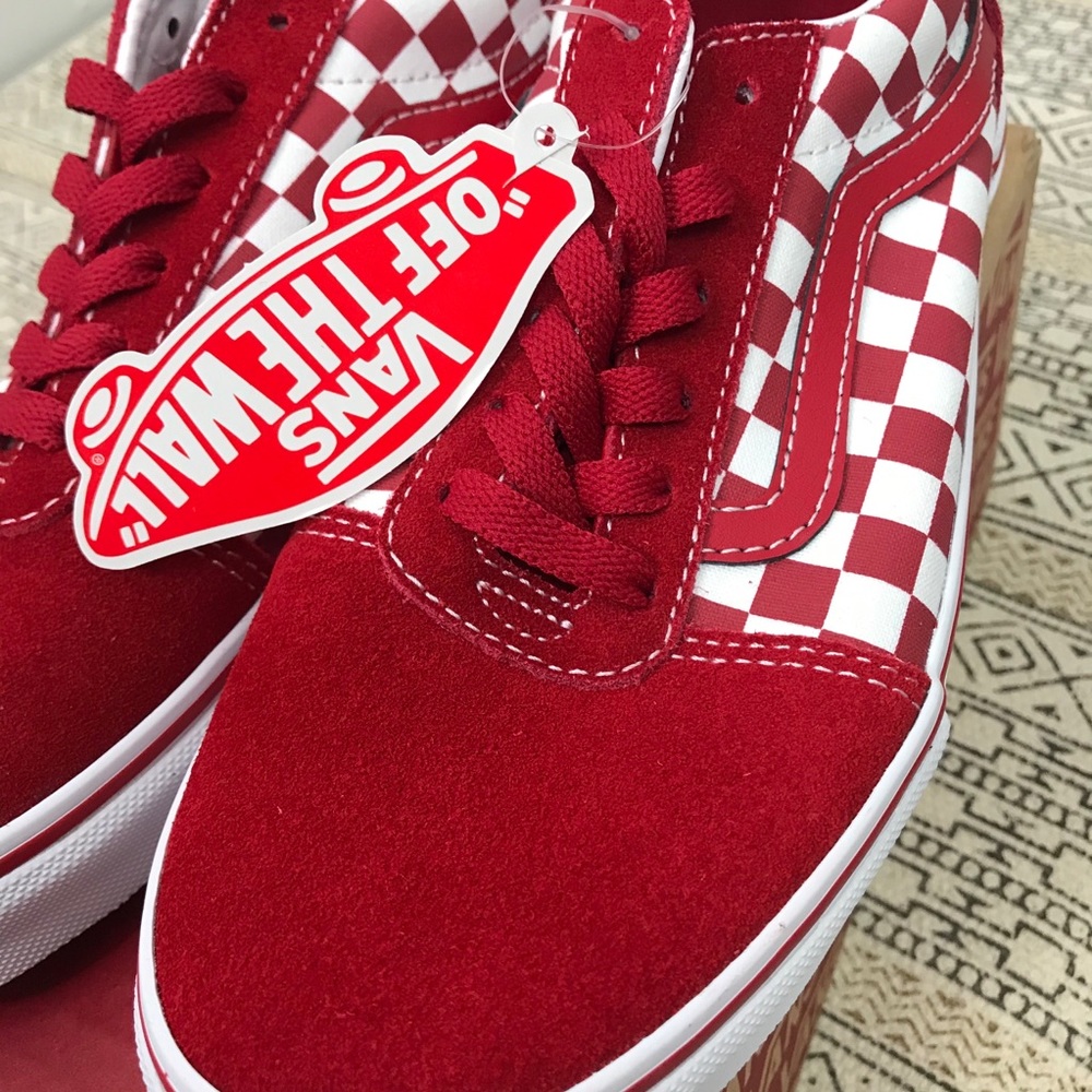 VANS Ward Checkered Sneakers Shoes Red